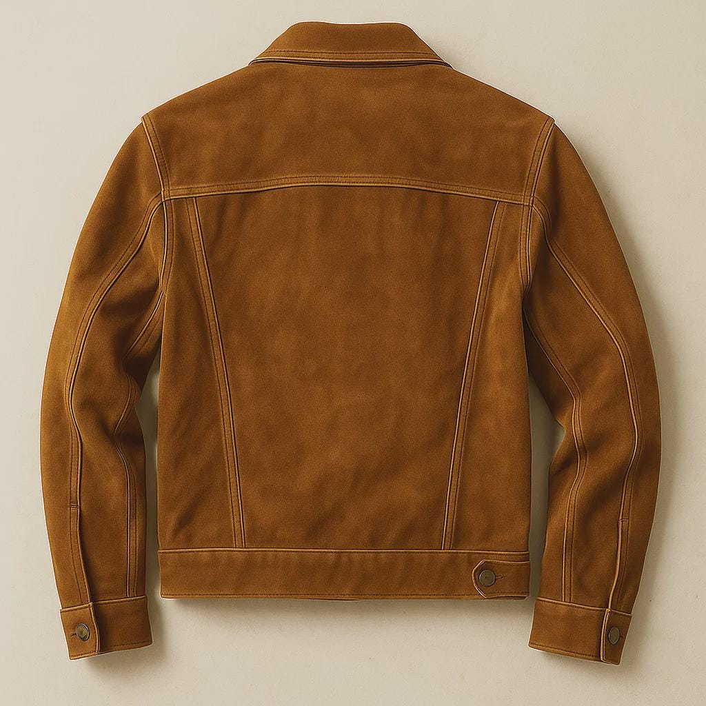 Brun mockaläder lastbilschaufförsjacka vintage västernstil