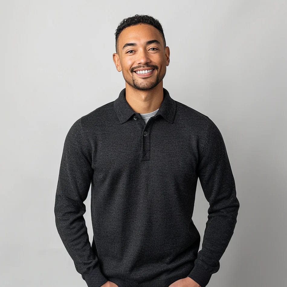 Herrtröja med lång ärm och krage – Klassisk stickad tröja | Tidlös smart vardagsstil