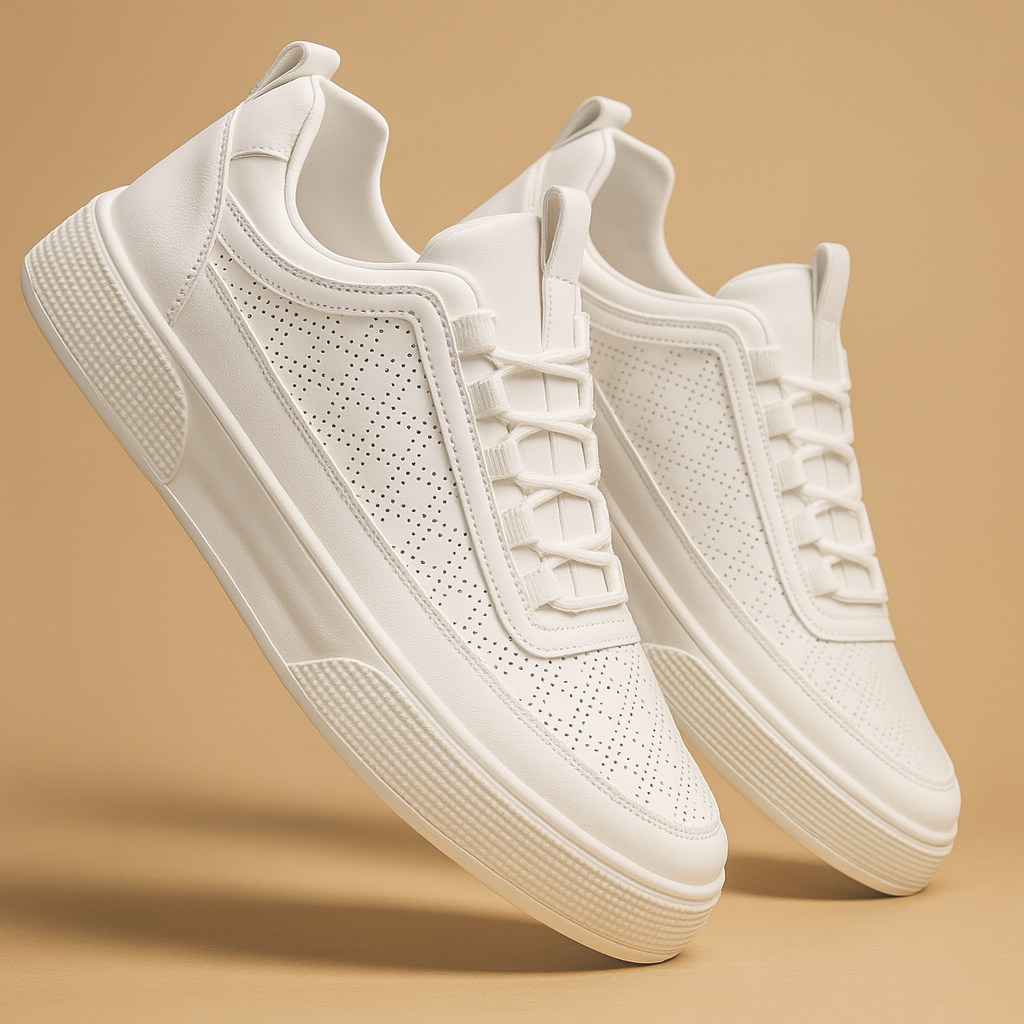 Herrvita lampviktskor – vardagliga snörskor för dagligt bruk