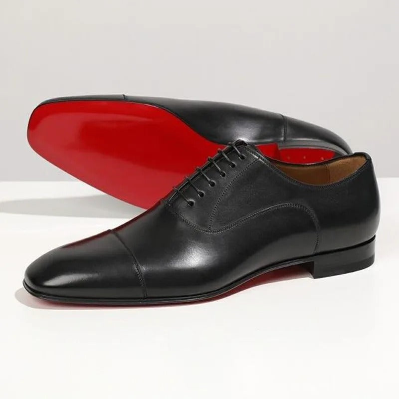Luca Giordano Leather Oxford Shoes Italian Red Sole