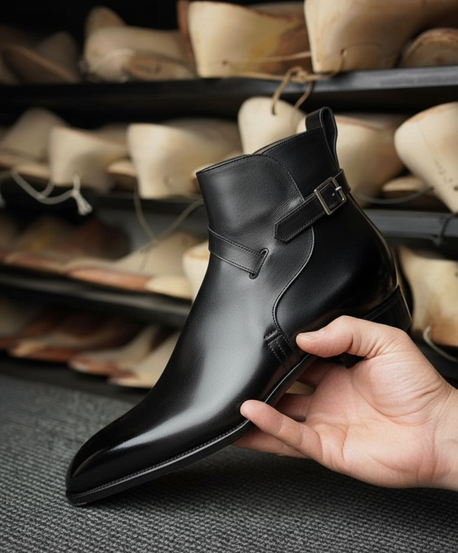 Black Leather Alvor Jodhpur Boots – Men’s Classic Slip-On Ankle Boots