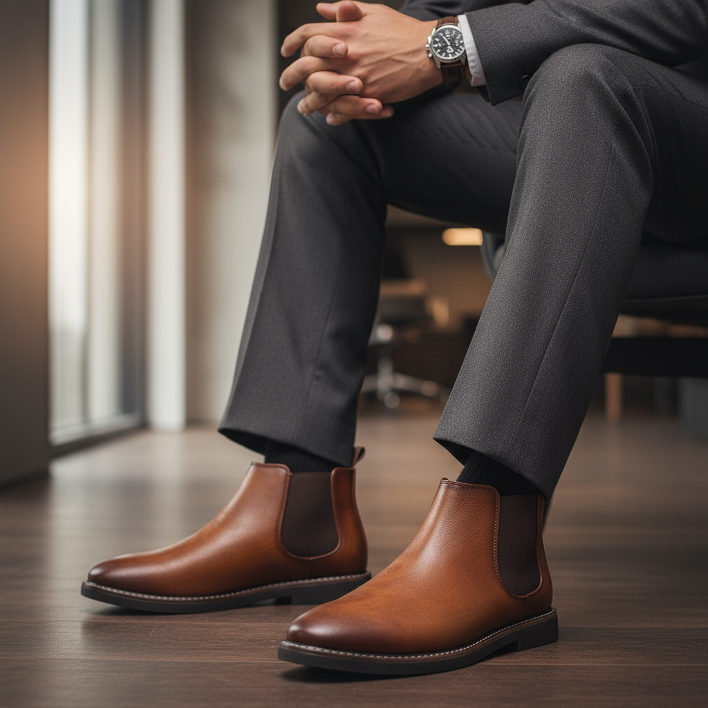 Tom Hollinger Men’s Chelsea Boots – Elegant Leather Slip-On Ankle Boots