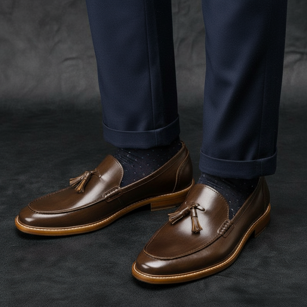 Herrars lyxiga italienska läderskor – klassiska instegsskor för festbruk