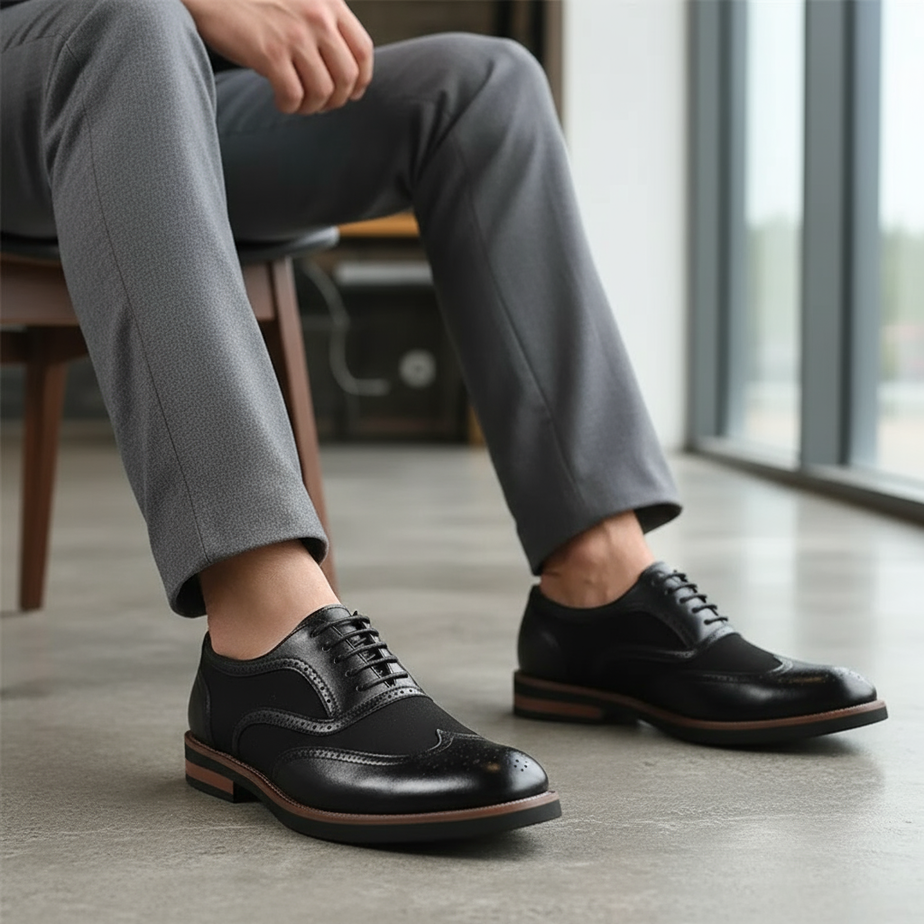 Tvåfärgade Oxford Chelsea Herr Brogue Finskor – Klassiska Bröllopsskor