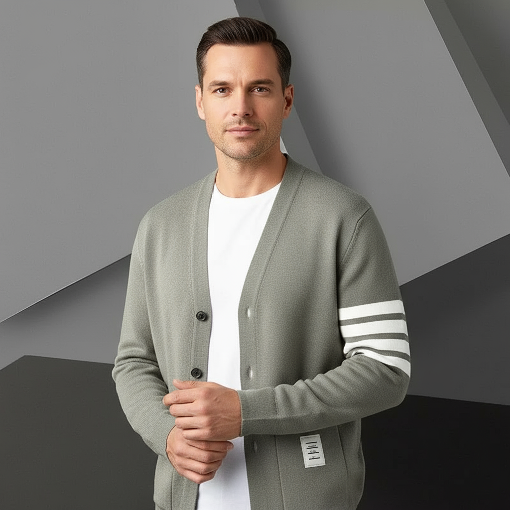 Donovan Herr Bekväm Stickad Kofta med Knapp