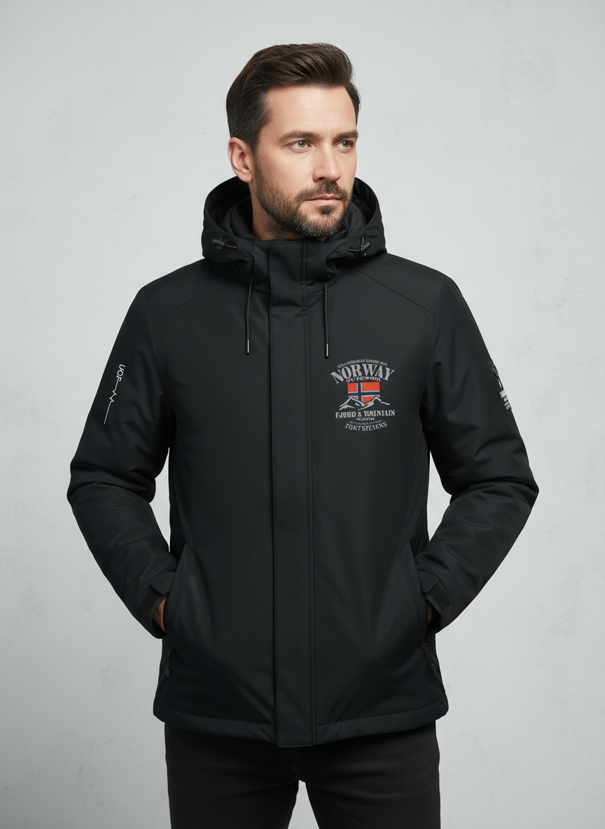 Men’s Norway Flag Hooded Jacket – Casual Spring & Autumn Outerwear