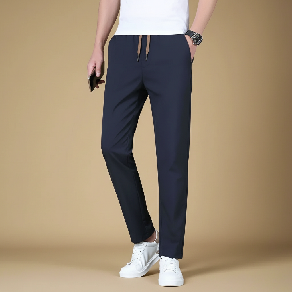 Novant Tech Pants for Men | Trendy Stretch Pants with Drawstring | Slim Fit