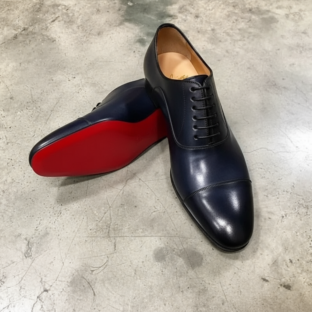 Luca Giordano Leather Oxford Shoes Italian Red Sole