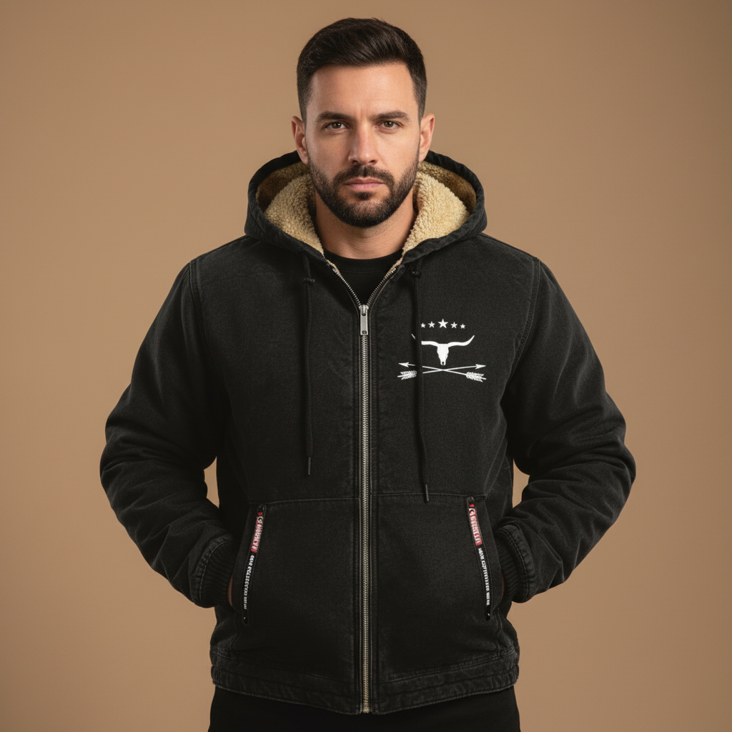 Men’s Hooded Sherpa-Lined Jacket – Warm Winter Outerwear | Soft Insulated Comfort