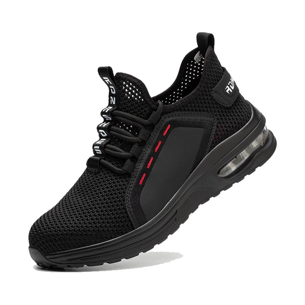 Luna Black Safety Shoes – Men’s Lampweight Steel Toe Work Sneakers with Slip-Resistant Sole